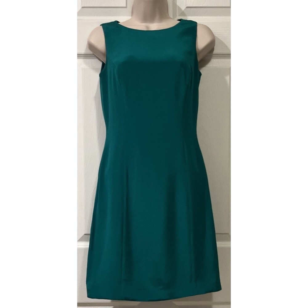 Hugo Buscati 100% Silk Sheath Tank Lined Dress Womens 2 Green Wedding Guest Date